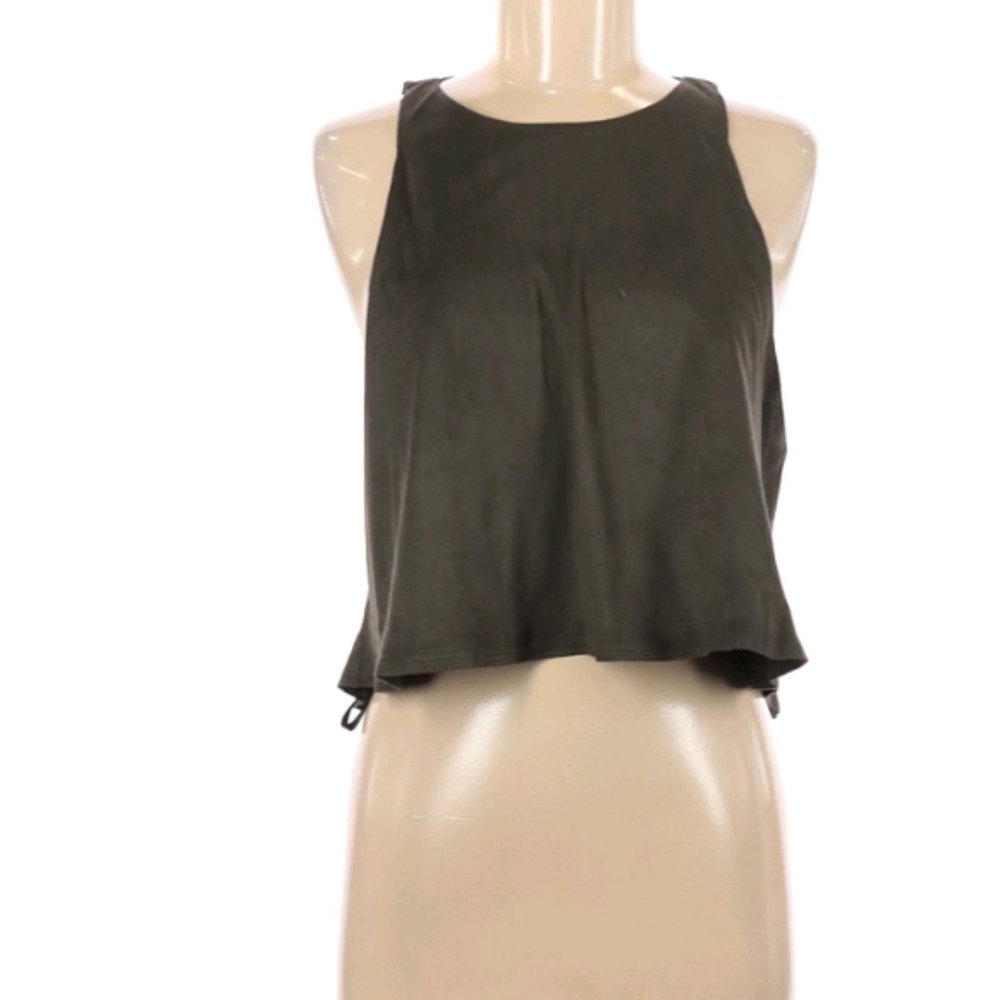 Olive Green Suede Crop-top Tank
